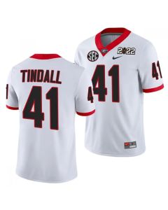 Men's Georgia Bulldogs #41 Channing Tindall 2022 Patch White College Football Stitched Jersey