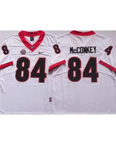 Men's Georgia Bulldogs #84 McCONKEY White College Football Stitched Jersey
