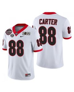 Men's Georgia Bulldogs #88 Jalen Carter 2021/22 CFP National Champions White College Football Stitched Jersey