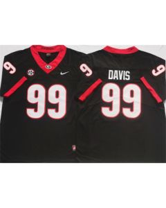 Men's Georgia Bulldogs #99 DAVIS Black College Football Stitched Jersey (Black)