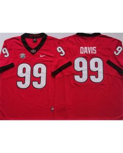 Men's Georgia Bulldogs #99 DAVIS Red College Football Stitched Jersey