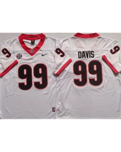 Men's Georgia Bulldogs #99 DAVIS White College Football Stitched Jersey