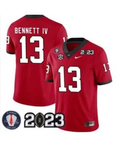 Men's Georgia Bulldogs Custom Red 2023 Patch Stitched Football Jersey