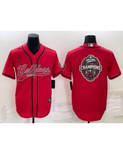 Men's Georgia Bulldogs Red Team Big Logo With Patch Cool Base Stitched Baseball Jersey (Red)