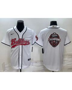 Men's Georgia Bulldogs White Team Big Logo With Patch Cool Base Stitched Baseball Jersey (White)