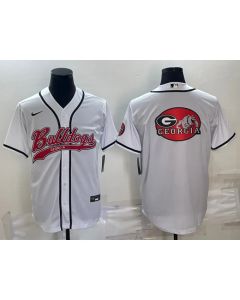 Men's Georgia Bulldogs White Team Big Logo With Patch Cool Base Stitched Baseball Jersey