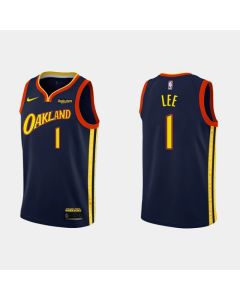 Men's Golden State Warriors #1 Damion Lee 2020-21 Navy City Edition Stitched NBA Jersey