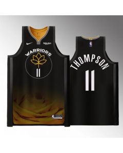 Men's Golden State Warriors #11 Klay Thompson 2022/2023 Black City edition Stitched Basketball Jersey (Black)