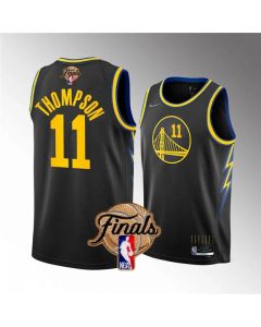 Men's Golden State Warriors #11 Klay Thompson 2022 Black NBA Finals Stitched Jersey
