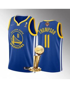 Men's Golden State Warriors #11 Klay Thompson 2022 Royal NBA Finals Champions Stitched Jersey