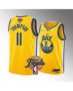 Men's Golden State Warriors #11 Klay Thompson 2022 Yellow NBA Finals Stitched Jersey