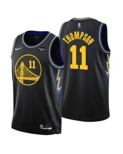 Men's Golden State Warriors #11 Klay Thompson 75th Anniversary Black Stitched Basketball Jersey