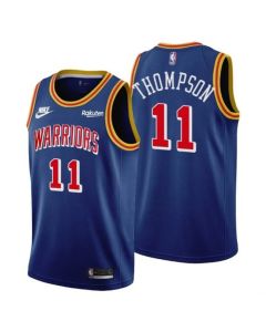Men's Golden State Warriors #11 Klay Thompson 75th Anniversary Blue Stitched Basketball Jersey