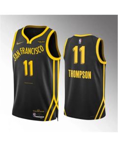 Men's Golden State Warriors #11 Klay Thompson Black 2023/24 City Edition Stitched Basketball Jersey