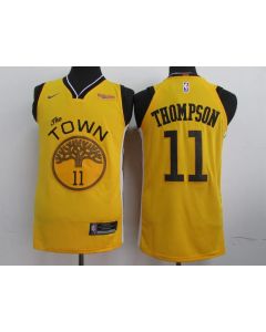 Men's Golden State Warriors #11 Klay Thompson Yellow 2019 Earned Edition Swingman Stitched NBA Jersey