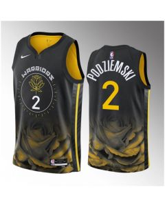 Men's Golden State Warriors #2 Brandin Podziemski Black 2023 Draft City Edition Swingman Stitched Basketball Jersey