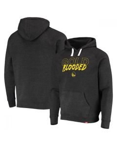 Men's Golden State Warriors 2021-2022 Heathered Black Sportiqe Gold Blooded Olsen Tri-Blend Raglan Pullover Hoodie