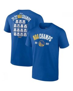 Men's Golden State Warriors 2021-2022 Royal NBA Finals Champions Final Buzzer Jersey Roster T-Shirt
