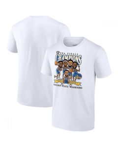Men's Golden State Warriors 2021-22 White NBA Finals Champions Caricature T-Shirt