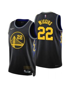Men's Golden State Warriors #22 Andrew Wiggins 2021/22 City Edition Black 75th Anniversary Stitched Basketball Jersey (Black)