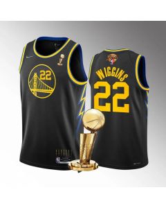 Men's Golden State Warriors #22 Andrew Wiggins 2022 Black NBA Finals Champions Stitched Jersey