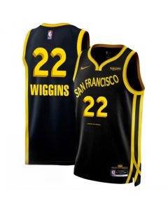 Men's Golden State Warriors #22 Andrew Wiggins Black 2023/24 City Edition Stitched Basketball Jersey