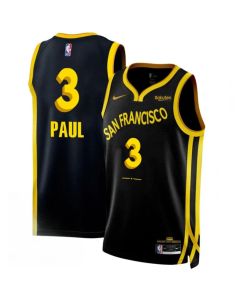 Men's Golden State Warriors #3 Chris Paul Black 2023/24 City Edition Stitched Basketball Jersey (Black)