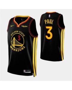 Men's Golden State Warriors #3 Chris Paul Black 2023/24 City Edition Stitched Basketball Jersey
