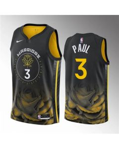 Men's Golden State Warriors #3 Chris Paul Black City Edition Stitched Basketball Jersey