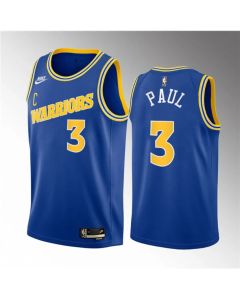 Men's Golden State Warriors #3 Chris Paul Blue Classic Edition Stitched Basketball Jersey