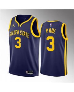 Men's Golden State Warriors #3 Chris Paul Navy Statement Edition Stitched Basketball Jersey