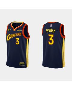 Men's Golden State Warriors #3 Jordan Poole 2020-21 Navy City Edition Stitched NBA Jersey