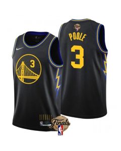 Men's Golden State Warriors #3 Jordan Poole 2022 Black NBA Finals Stitched Jersey