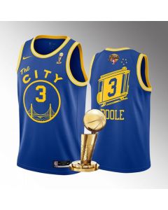 Men's Golden State Warriors #3 Jordan Poole 2022 Royal NBA Finals Champions Stitched Jersey