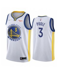 Men's Golden State Warriors #3 Jordan Poole 2022 White 75th Anniversary Stitched Jersey