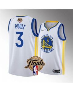 Men's Golden State Warriors #3 Jordan Poole 2022 White NBA Finals Stitched Jersey