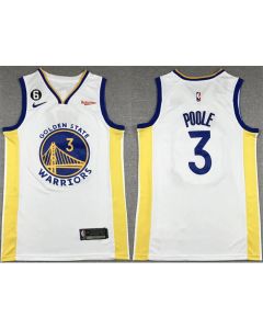 Men's Golden State Warriors #3 Jordan Poole White With No.6 Patch Stitched Jersey
