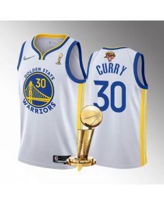 Men's Golden State Warriors #30 Stephen Curry 2022 White NBA Finals Champions Stitched Jersey
