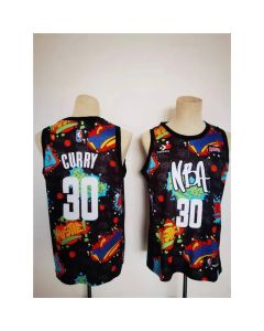 Men's Golden State Warriors #30 Stephen Curry 75th Anniversary Black Stitched Basketball Jersey (Black)