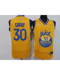 Men's Golden State Warriors #30 Stephen Curry 75th Anniversary Yellow Stitched Basketball Jersey