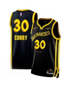 Men's Golden State Warriors #30 Stephen Curry Black 2023/24 City Edition Stitched Basketball Jersey
