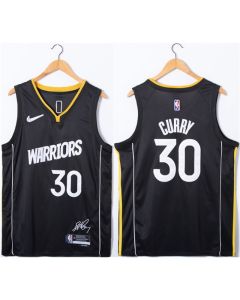 Men's Golden State Warriors #30 Stephen Curry Black 75th Anniversary Stitched Jersey