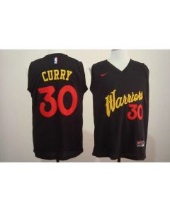 Men's Golden State Warriors #30 Stephen Curry Black and Red Stitched NBA Jersey