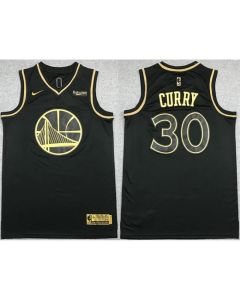 Men's Golden State Warriors #30 Stephen Curry Black Gold Stitched Jersey