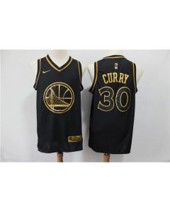 Men's Golden State Warriors #30 Stephen Curry Black Gold Stitched NBA Jersey