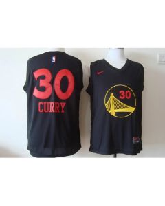 Men's Golden State Warriors #30 Stephen Curry Black With Red Fashion Stitched NBA Jersey