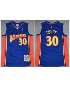 Men's Golden State Warriors #30 Stephen Curry Blue 2009-10 Throwback Stitched NBA Jersey