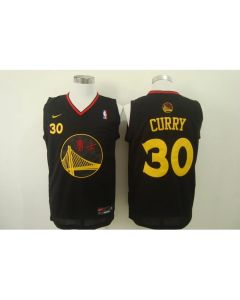 Men's Golden State Warriors #30 Stephen Curry Chinese Black Authentic Stitched NBA Jersey