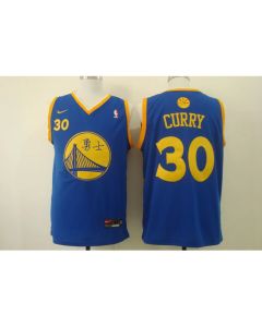 Men's Golden State Warriors #30 Stephen Curry Chinese Royal Authentic Stitched NBA Jersey