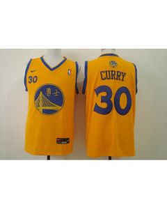Men's Golden State Warriors #30 Stephen Curry Chinese Yellow Authentic Stitched NBA Jersey